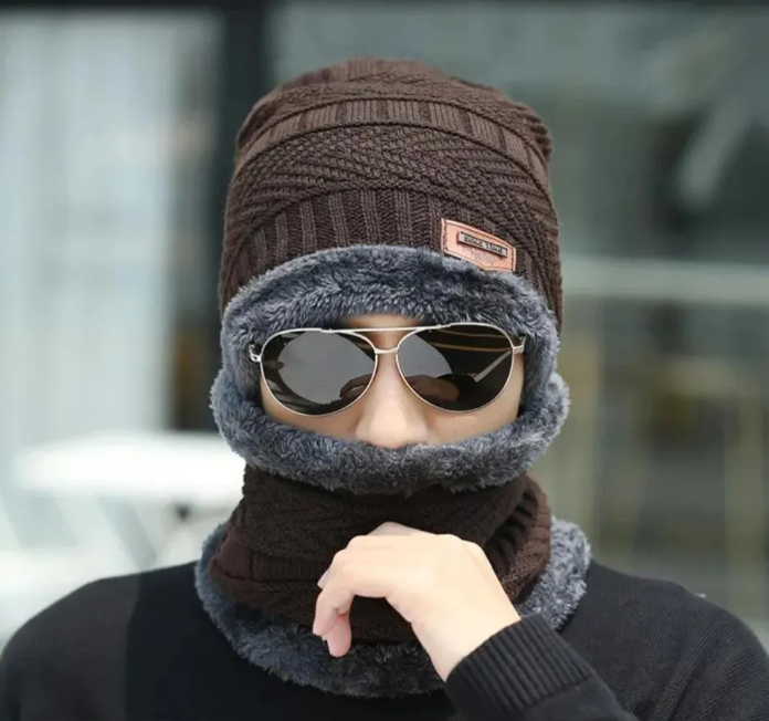 2 Pcs Wool Beanie And Neck Warmer