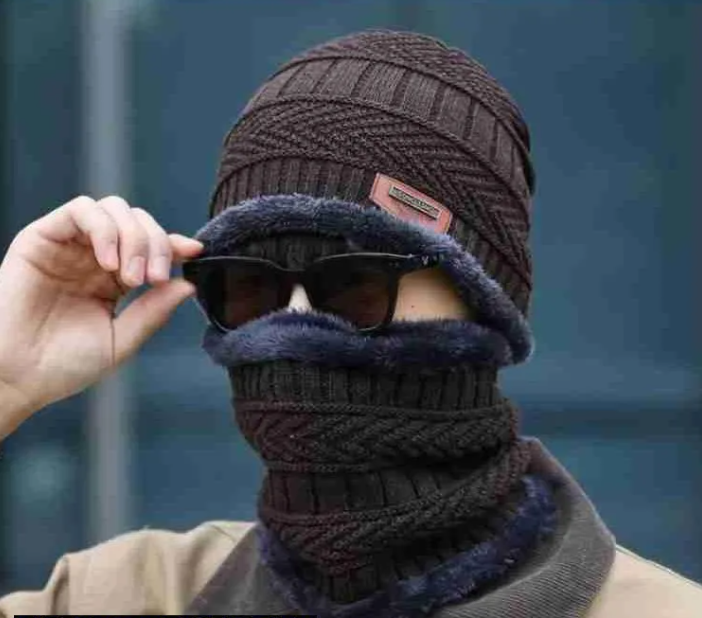 2 Pcs Wool Beanie And Neck Warmer