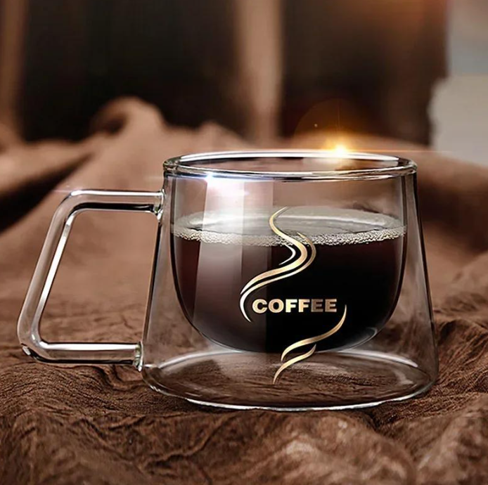 Elegant Glass Coffee Cup - 200ml Capacity