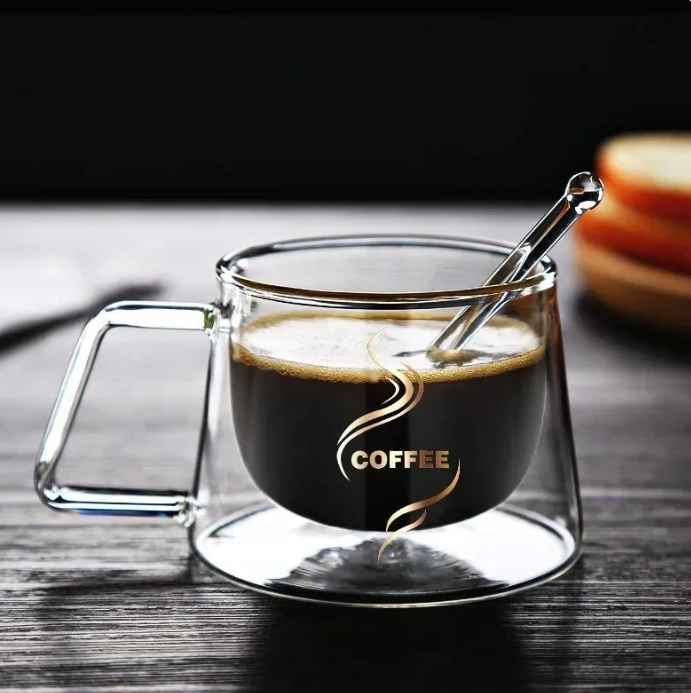 Elegant Glass Coffee Cup - 200ml Capacity