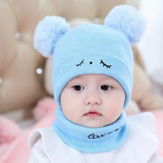 Warm Wool Beanie And Neck Warmer Set - 2 Pcs Unisex