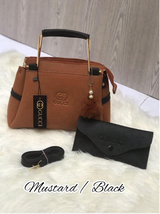 Stylish Girl's Rexine Hand Bag Set - 2 Pcs in Vibrant Colors